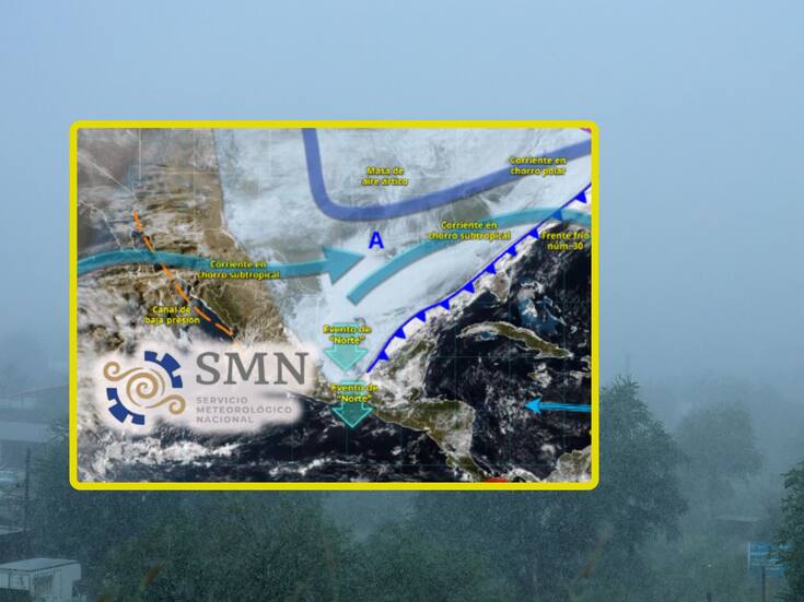 Frente frío 30 y nueva masa de aire ártico ‘congelarán’ estas ciudades miércoles y jueves con lluvias fuertes, evento de “Norte” de hasta 90 km/h y heladas de hasta -10°C en estas regiones