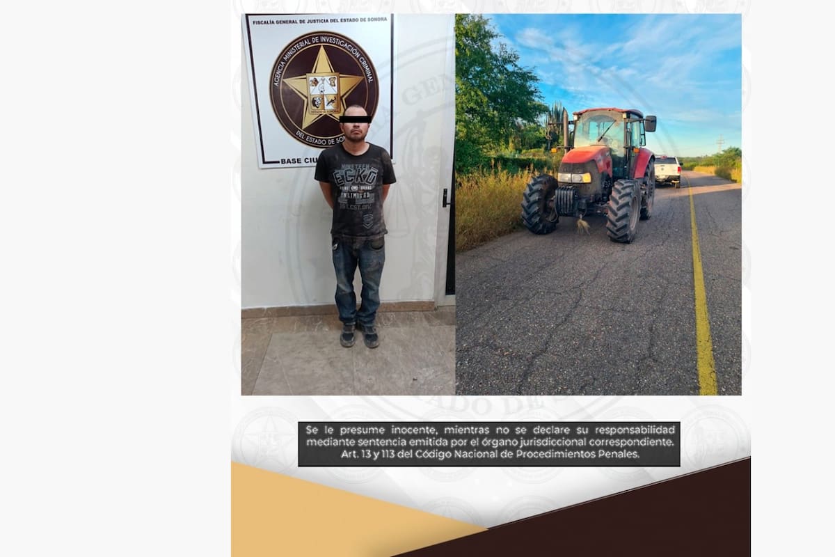 Arrestan a Juan Manuel “N” por robo maquinaria agrícola en el Valle del Yaqui