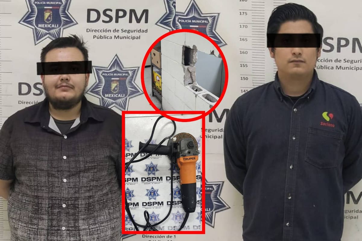 Descubren presunto “boquetazo” desde el interior de supermercado; detienen a dos vigilantes