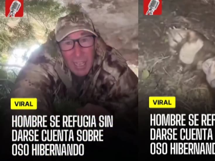 Hombre se resguarda de una tormenta en una cueva y descubre que había un oso invernando mientras grababa