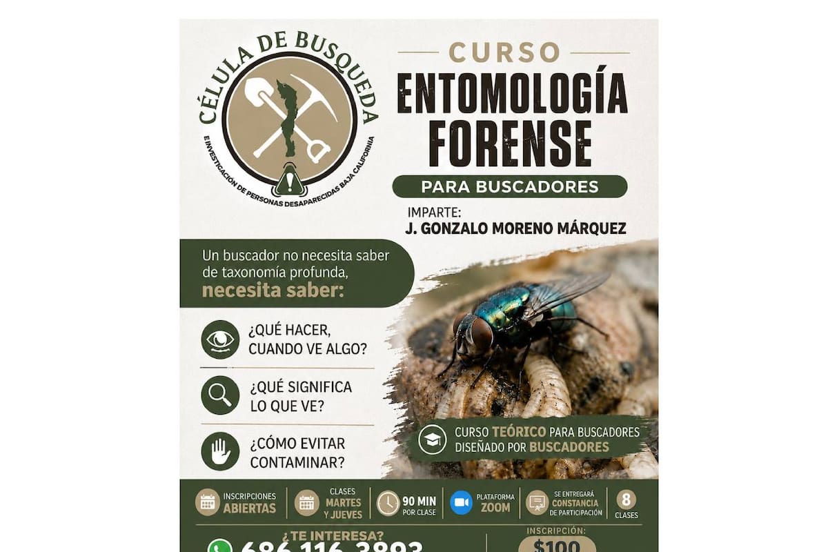 Padres de Kevin Moreno capacitarán a buscadores de desaparecidos con un curso de entomología forense en Mexicali