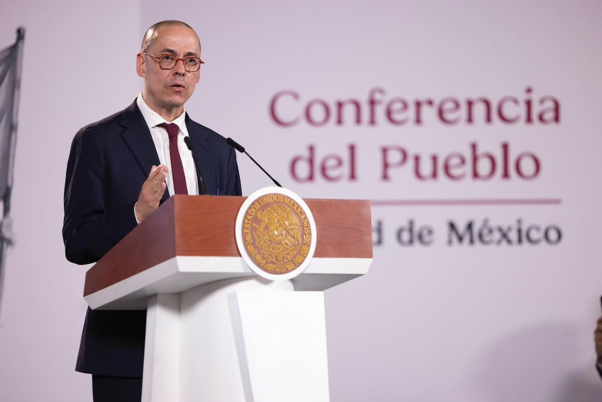 José Antonio Peña Merino, titular de la Agencia de Transformación Digital y Telecomunicaciones, en la "Conferencia del Pueblo" de la presidenta Claudia Sheinbaum. | Crédito: Presidencia