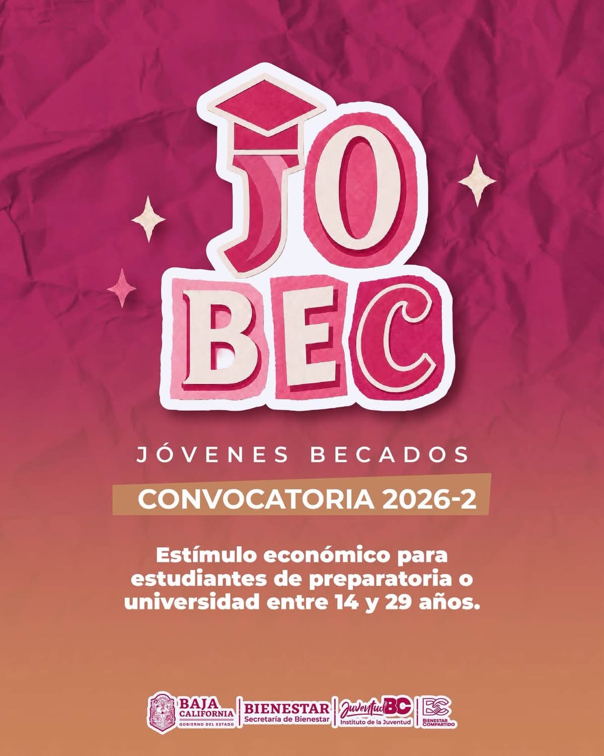 Jóvenes de Baja California podrán registrarse para las becas JOBEC del 7 al 11 de septiembre. Foto: Cortesía