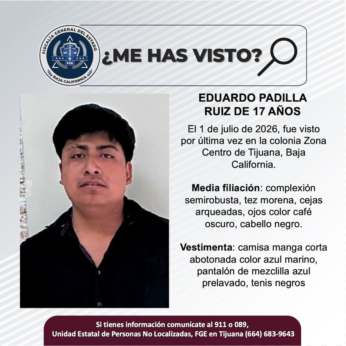 Fue visto por última vez el 1 de julio de 2026.