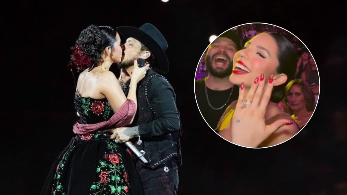 El nuevo anillo de diamante rosa de Ángela Aguilar roba la atención en el show de Christian Nodal