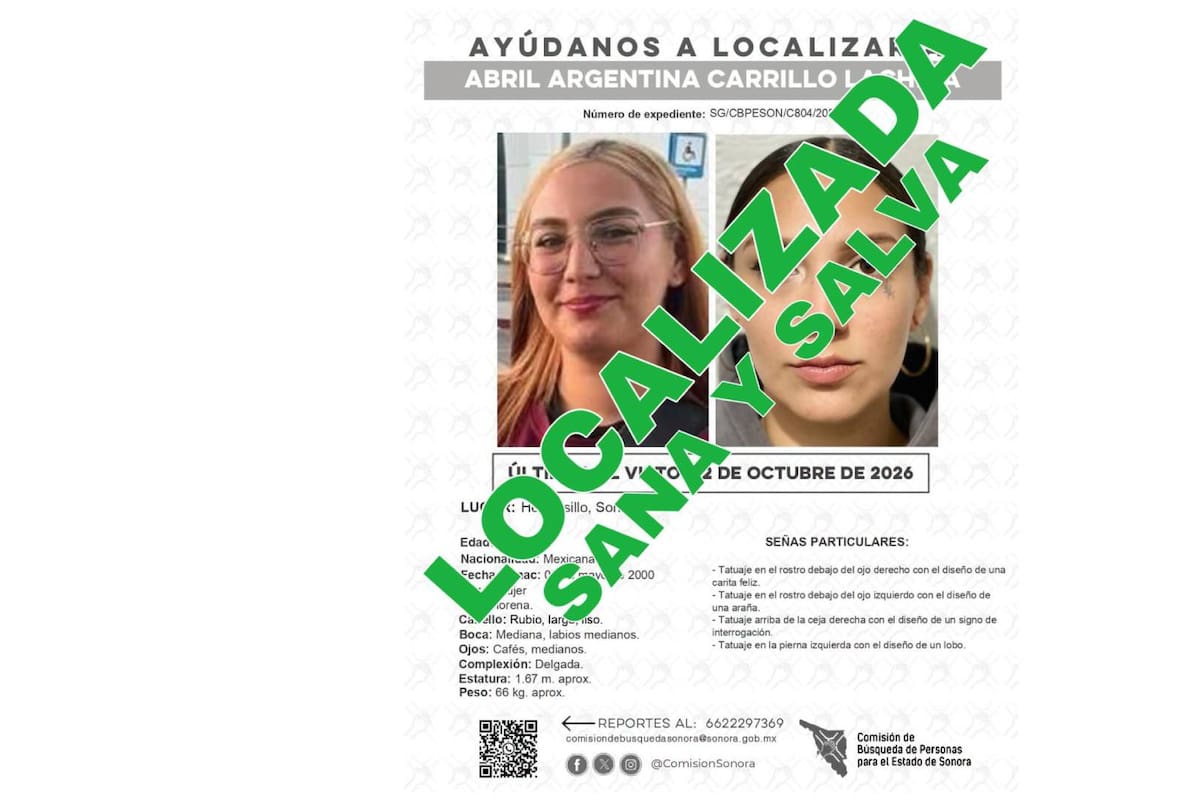 AMIC localiza sana y salva a joven reportada como desaparecida en Hermosillo