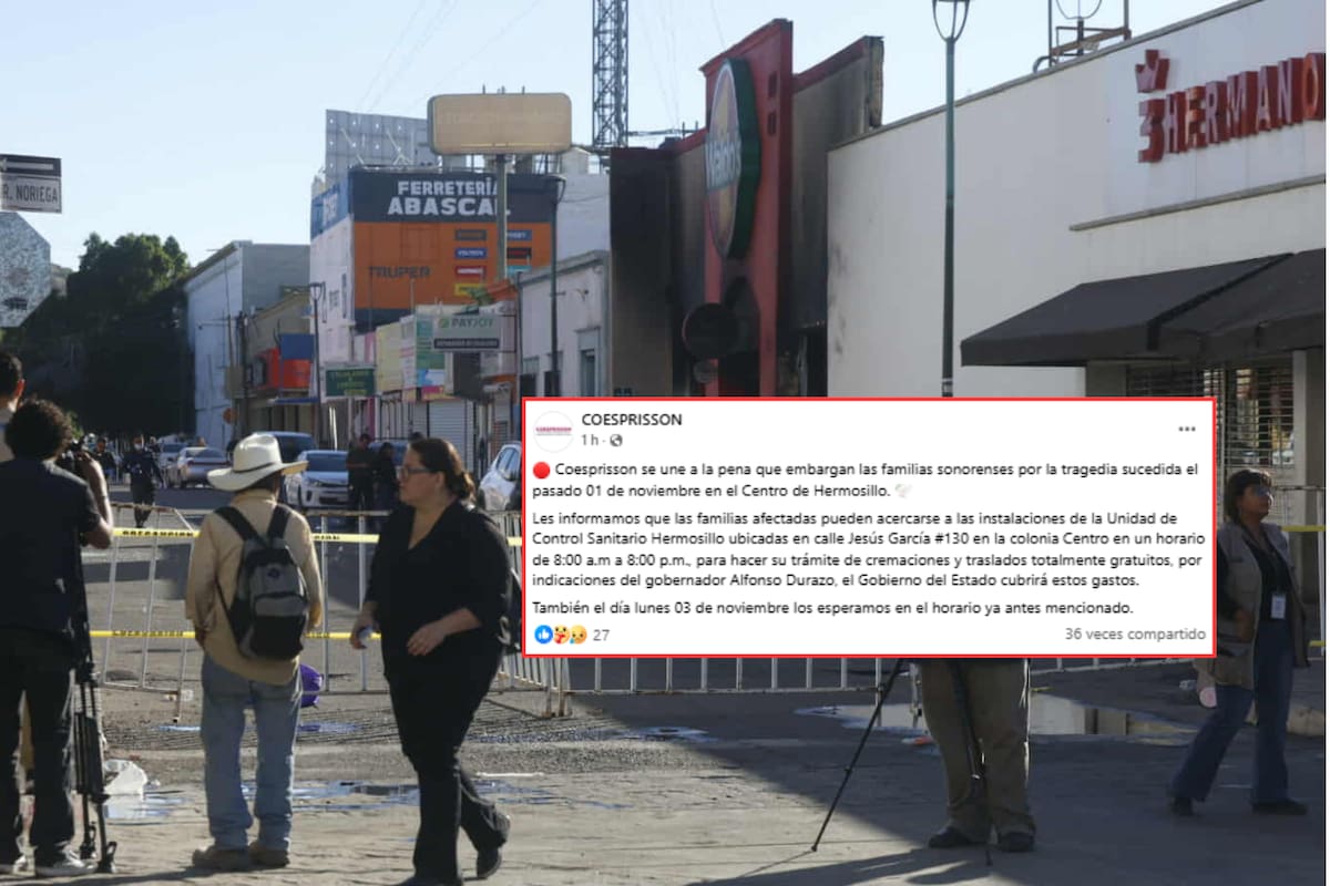Coesprisson ofrecerá cremaciones y traslados gratuitos a víctimas del incendio en Waldo’s Hermosillo
