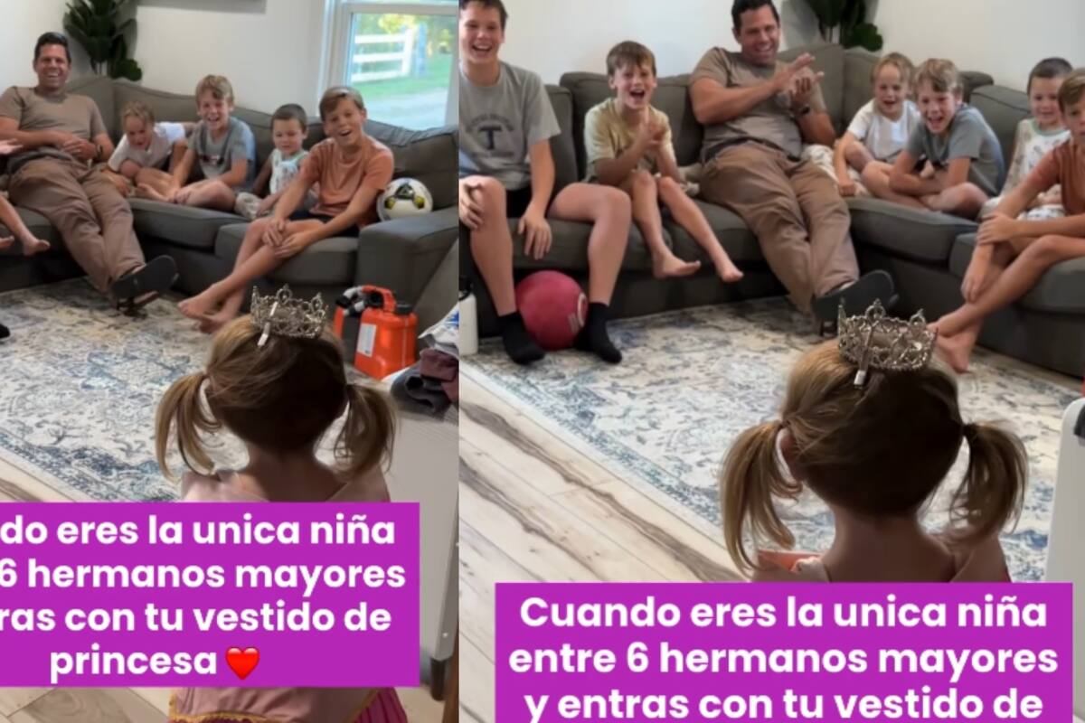 “Así es ser la única mujer entre 6 hermanos mayores”: Niña sale vestida de princesa, y la reacción de sus hermanos no tiene precio