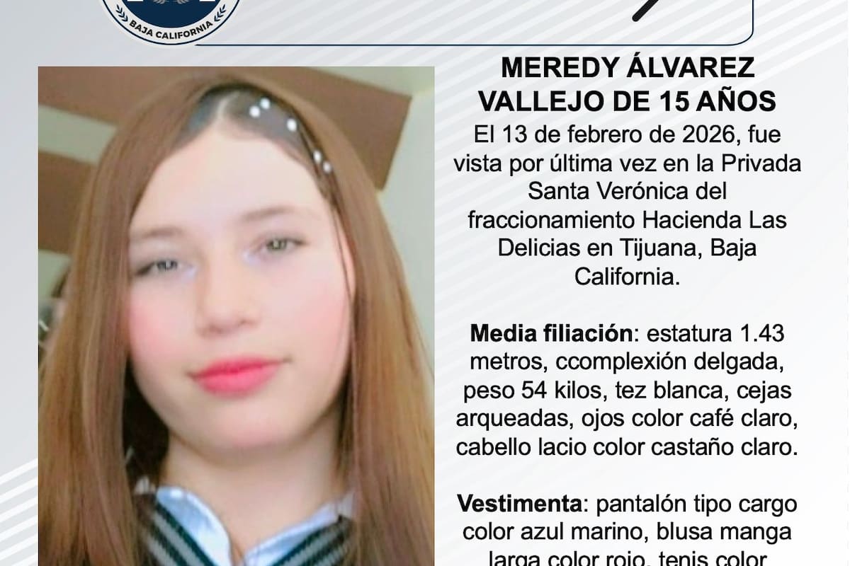 Se busca a Meredy Álvarez Vallejo de 15 años de edad