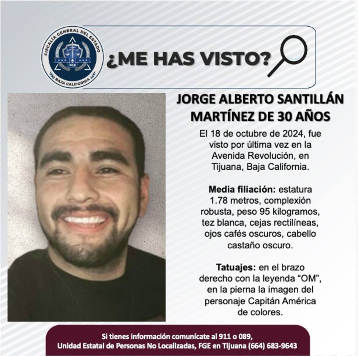 Jorge Alberto Santillán Martínez fue vista por última vez el 18 de octubre de 2024.