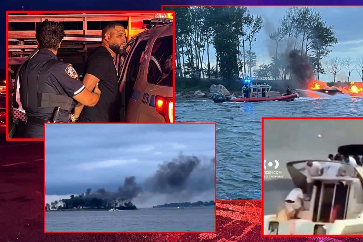 Un yate donde paseaban 23 se prendió en llamas en rio de NY; tuvieron que saltar del barco y nadar hasta una isla para salvarse