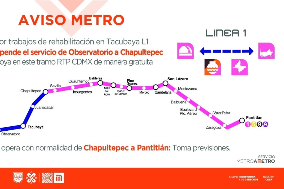 Suspenden servicio del Metro de Chapultepec a Observatorio de la Línea 1