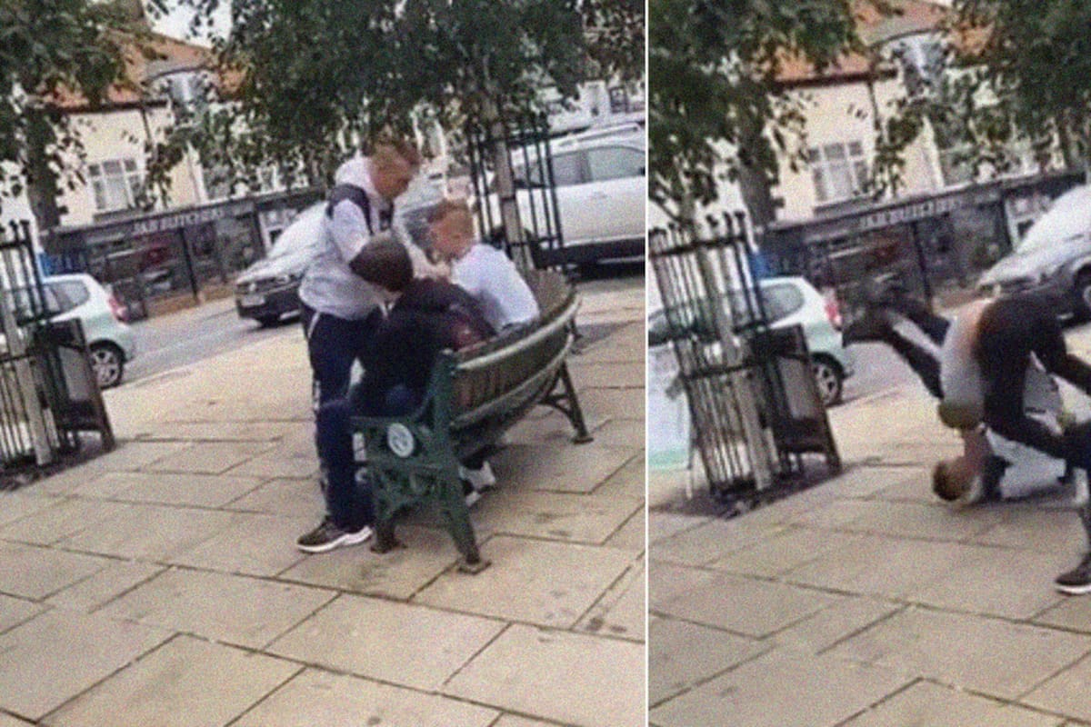 Campeón de jiu-jitsu manda al suelo a un hombre que se abalanzó sobre él en un parque