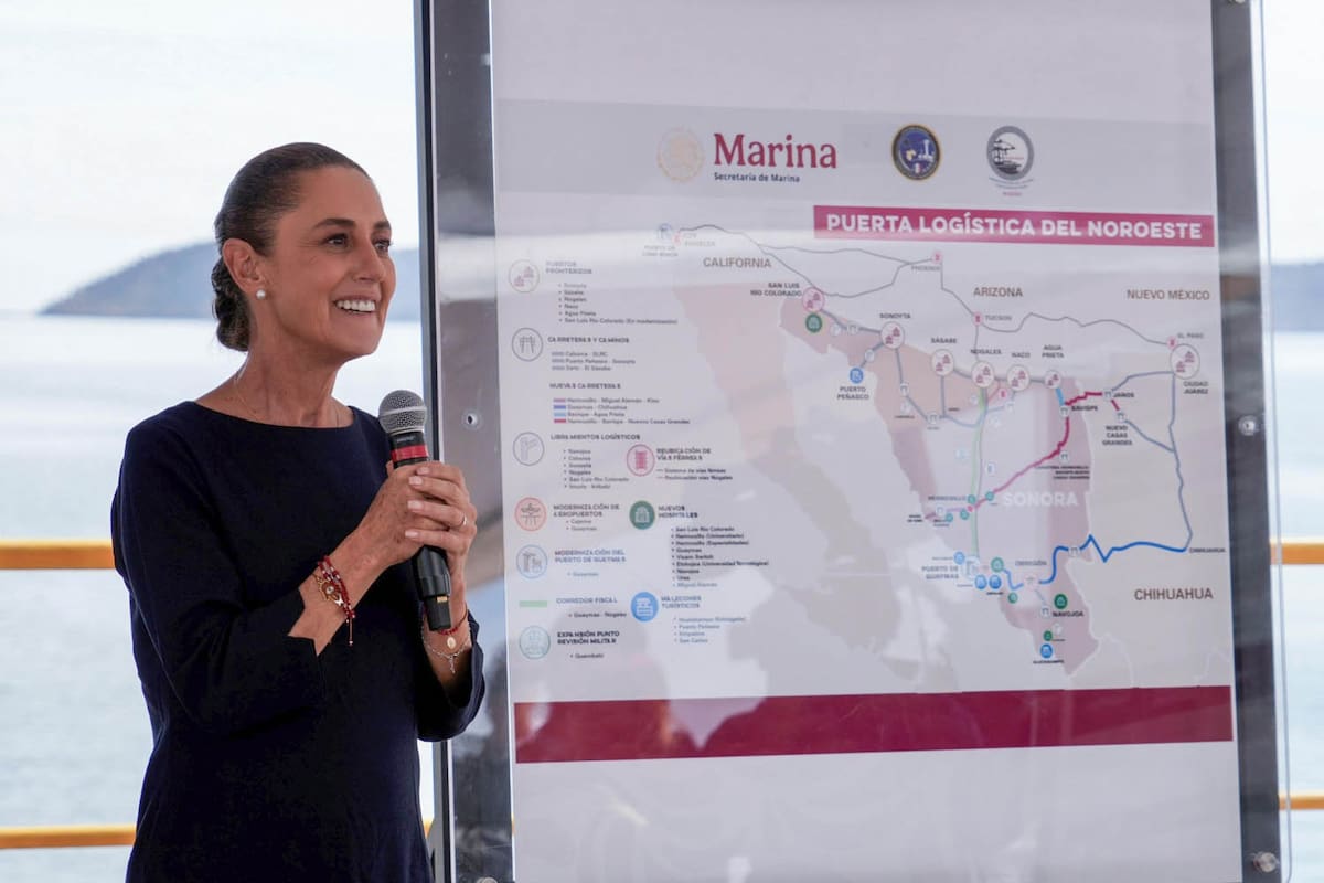 Claudia Sheinbaum respalda el plan de infraestructura que contempla obras portuarias, carreteras, hospitalarias, educativas y de seguridad en Guaymas. FOTO: BANCO DIGITAL