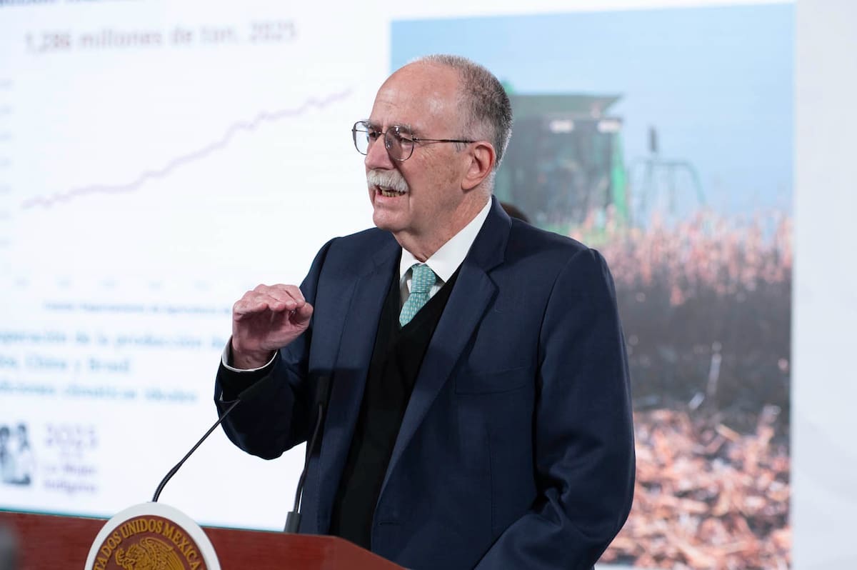 Julio Berdegué, titular de Sader, en la 'Conferencia del Pueblo' del 29 de octubre del 2025. | Crédito: Presidencia