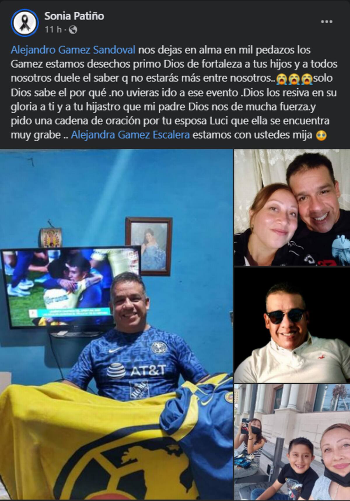 Marylu Escalera, exesposa de Alejandro, expresó su dolor en redes sociales.