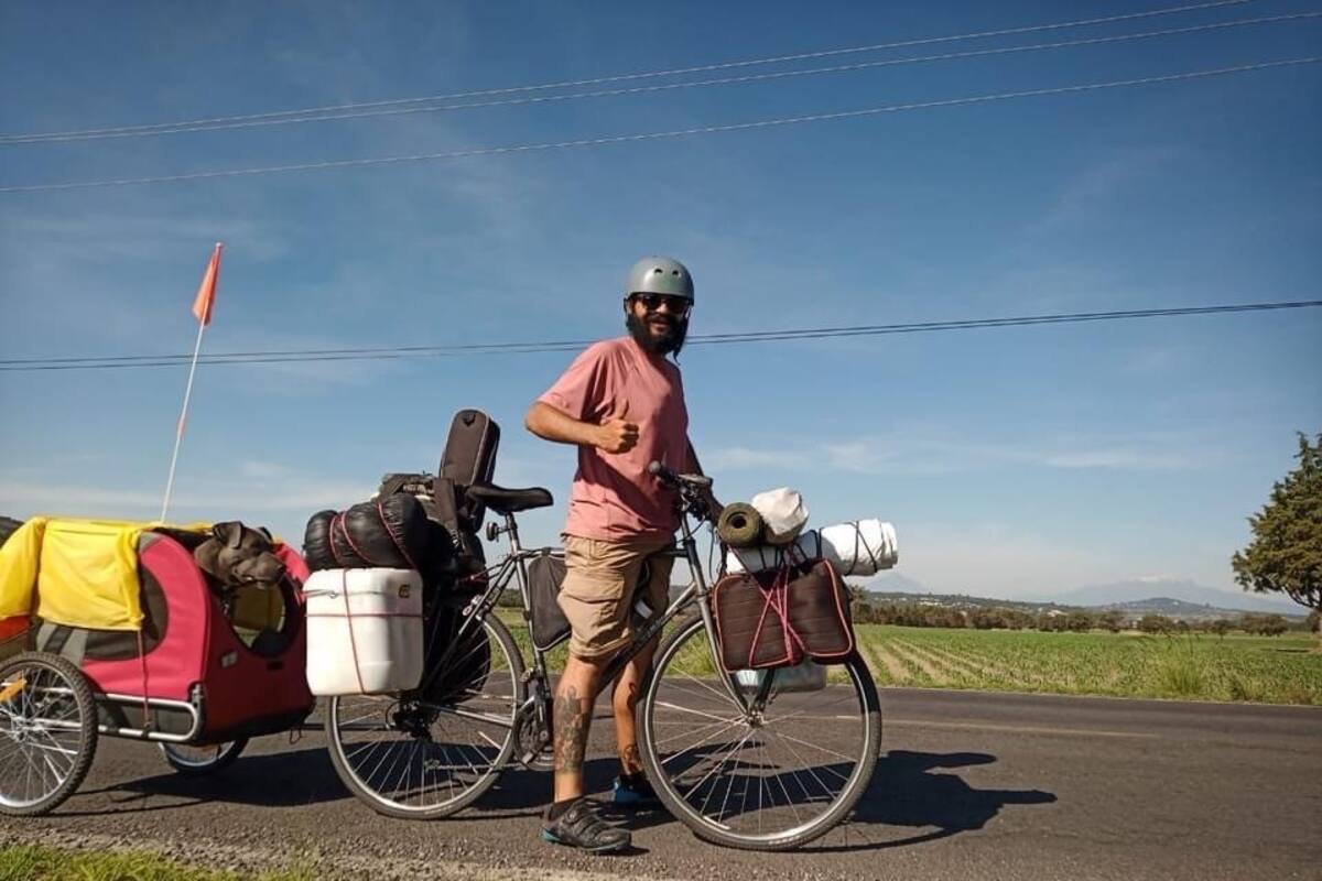 Realiza viaje en bici de Oaxaca a Ensenada con su perro
