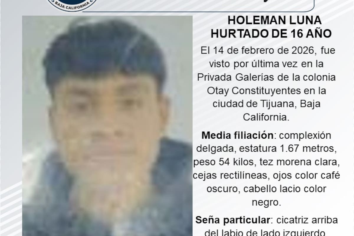 Se busca a Holeman Luna Hurtado de 16 años