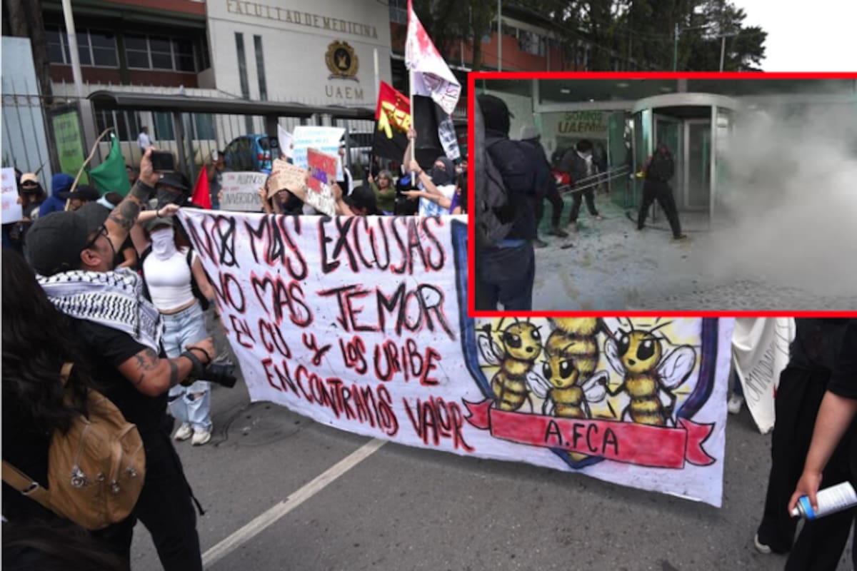 Marcha estudiantil termina en destrozos: encapuchados vandalizan edificios de la UAEMéx