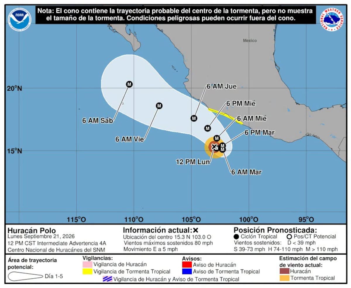 Protección Civil Sonora mantiene vigilancia sobre el huracán categoría 1 Polo ante su evolución y la posibilidad de una trayectoria posterior hacia el noroeste del país. FOTO ILUSTRATIVA: ESPECIAL