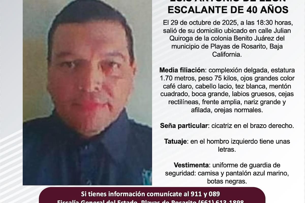 Se busca a   Luis Antonio de León Escalante de 40 años de edad