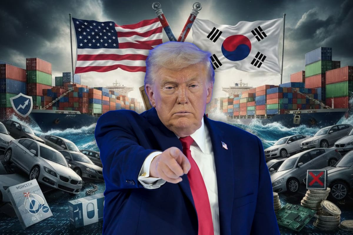 Trump amenaza con subir de 15% a 25% los aranceles a autos, madera y medicamentos de Corea del Sur por retraso legislativo