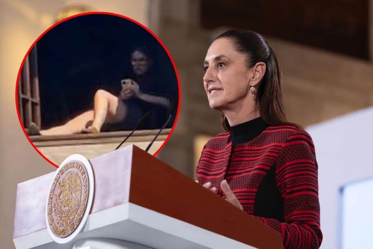 Claudia Sheinbaum admite que sí hubo una mujer tomando el sol en un balcón de Palacio Nacional y confirma que fue sancionada