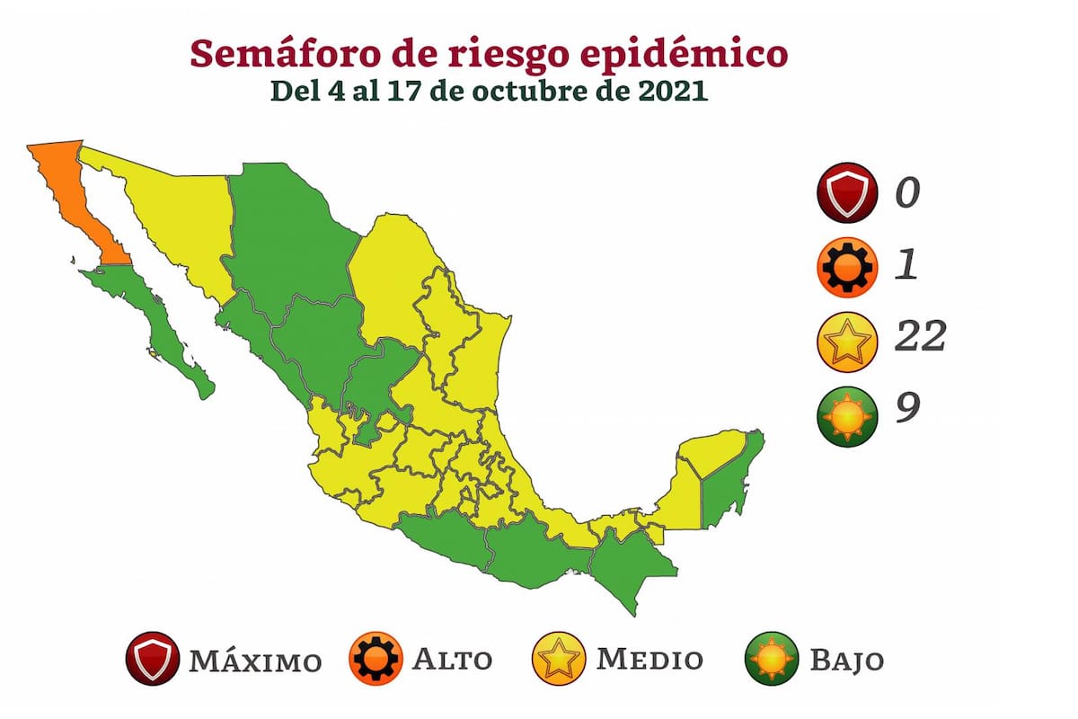 Semáforo Covid en México: Sonora y Baja California, los únicos estados del noroeste que no están en verde