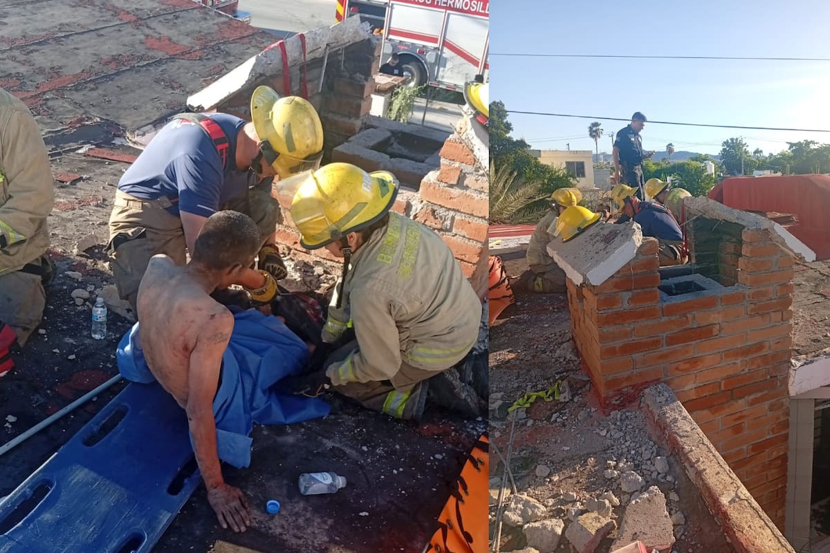 Hombre intentó entrar a casa ajena y quedó atrapado en chimenea
