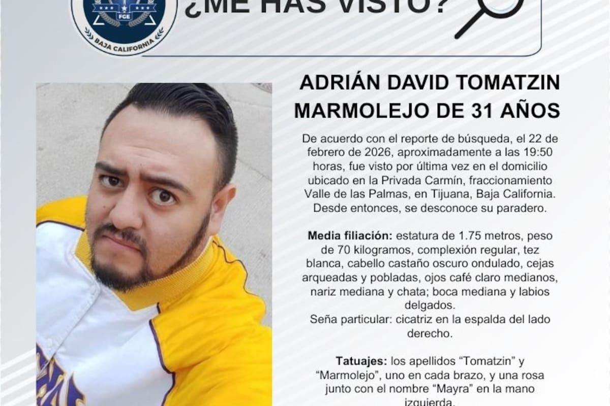 Se busca a Adrián David Tomatzin Marmolejo de 31 años