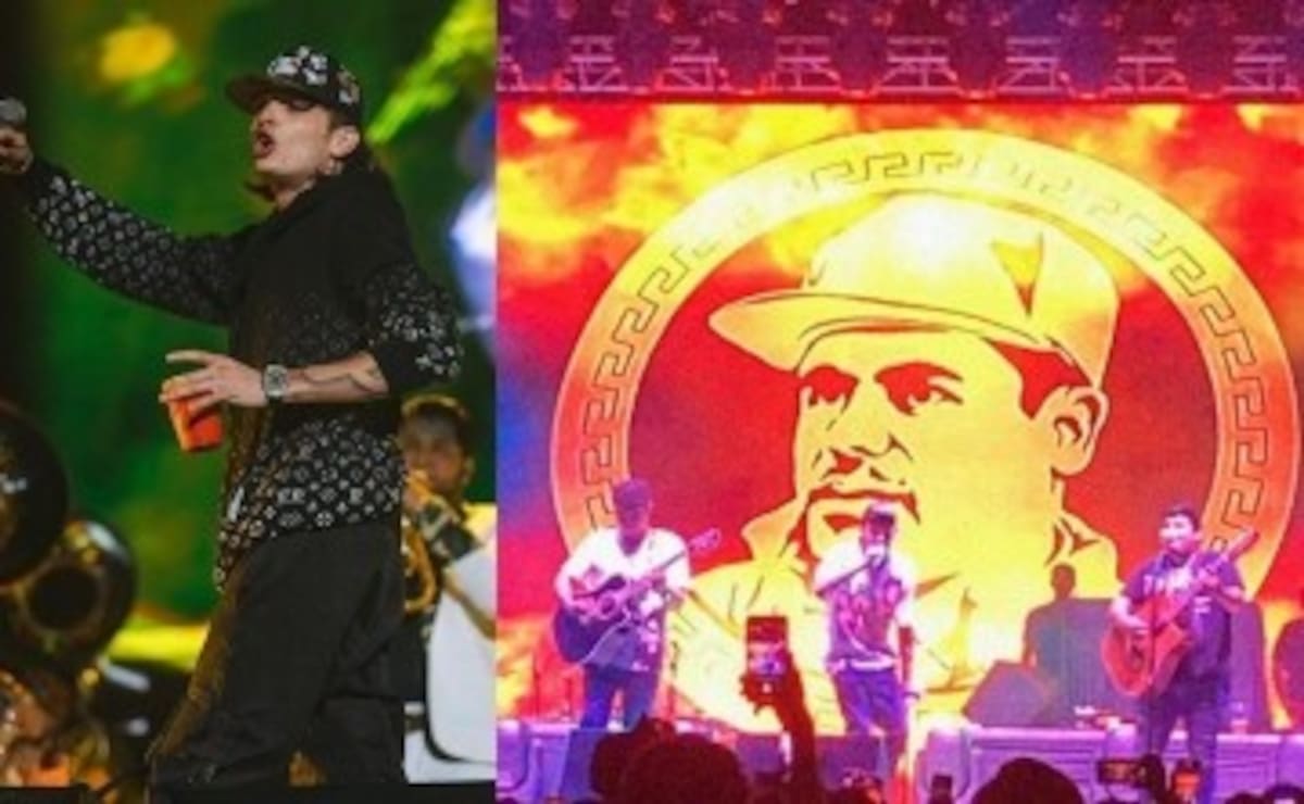 En uno de los conciertos de Peso Pluma en Culiacán se proyectó la imagen de Joaquín Guzmán Loera, mejor conocido como 'El Chapo' en el mundo del narcotráfico. | Captura de video