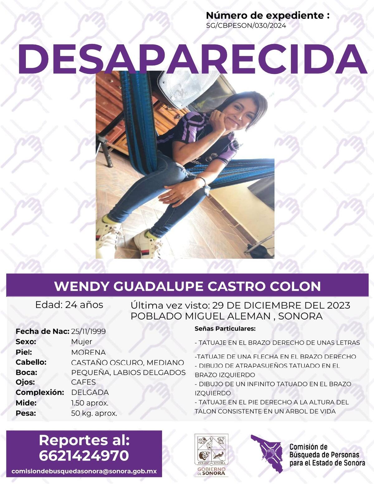 La Comisión de Búsqueda de Personas insta a la colaboración ciudadana para encontrar a joven desaparecida desde diciembre. Foto: Especial.