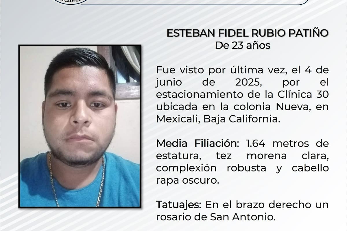 Familiares buscan a Esteban Fidel Rubio Patiño