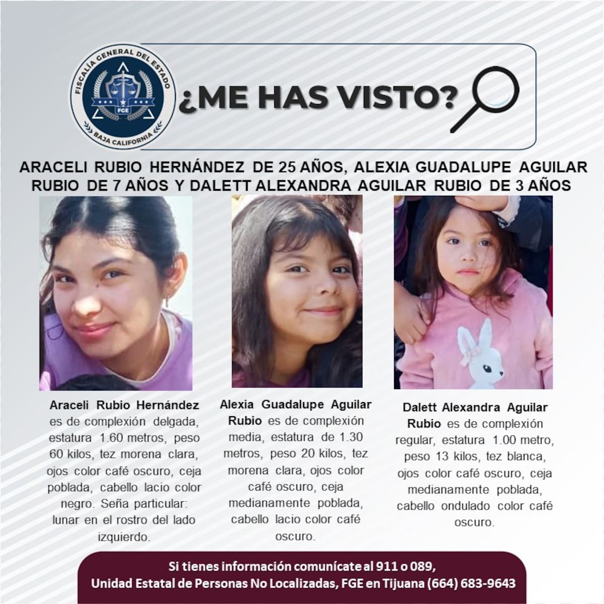 Fueron vistas por última vez el 29 de marzo de 2026.