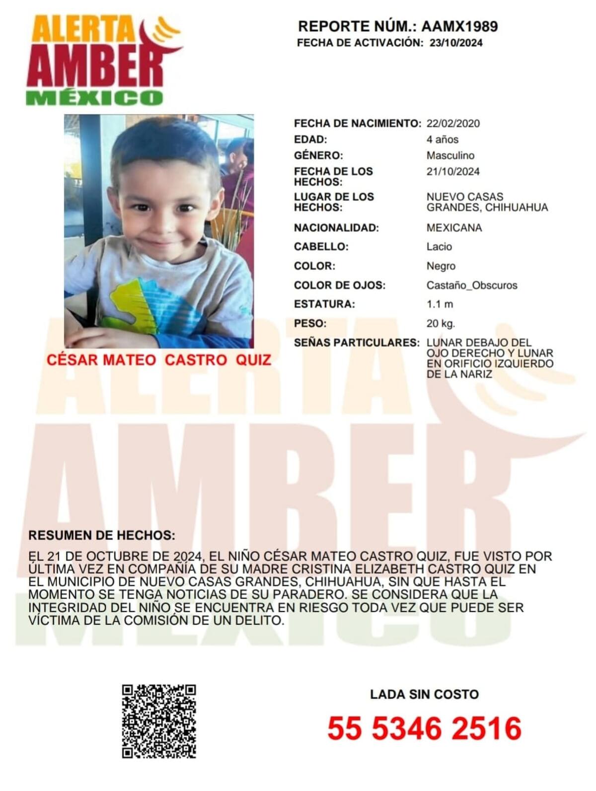 César Castro Quiz fue vista por última vez el 21 de octubre del 2024.