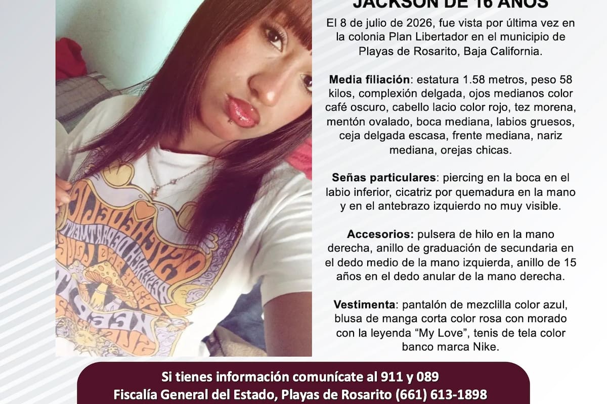 Se busca Juliana Elizabeth Olmedo Jackson de 16 años de edad