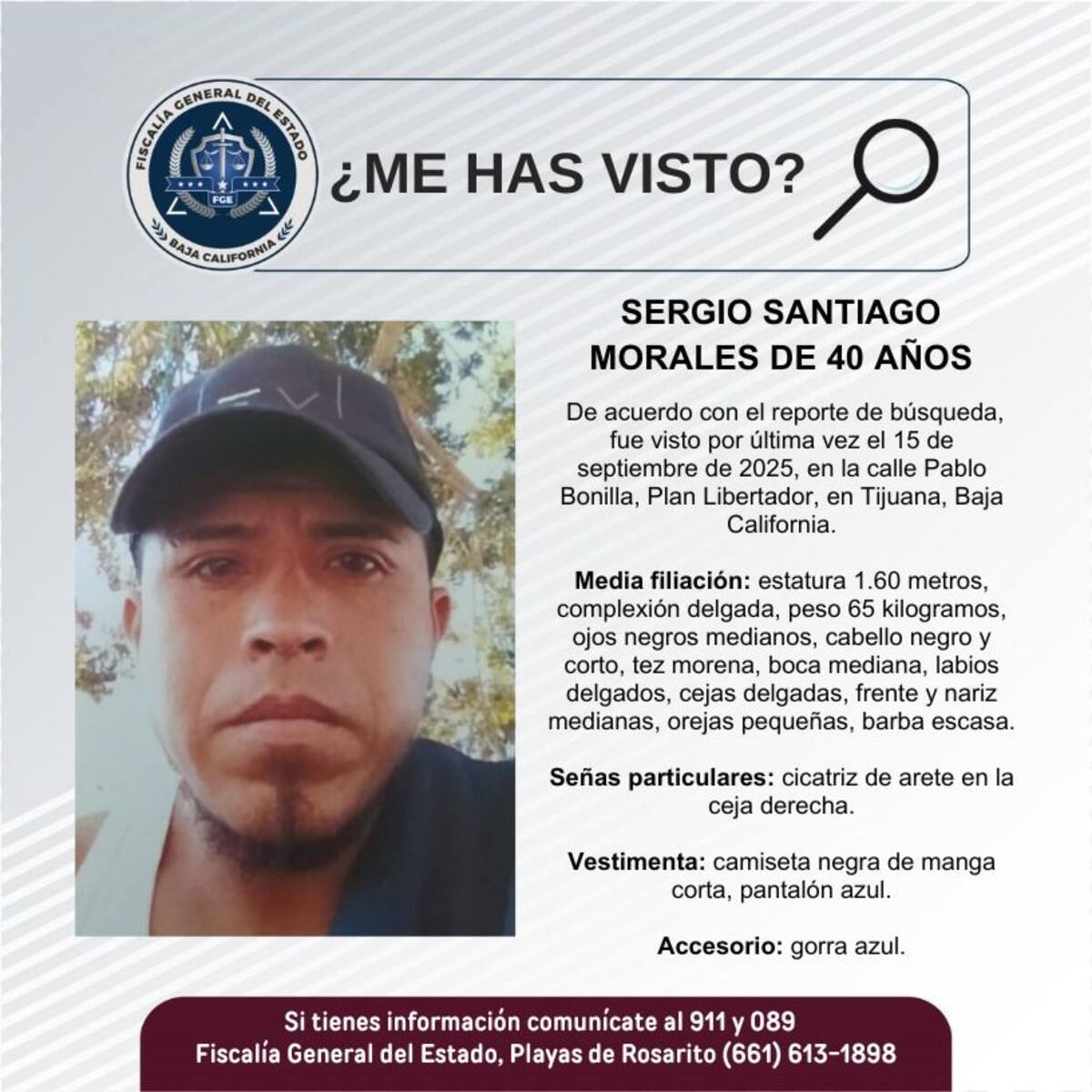 Fue visto por última vez el 15 de septiembre de 2025.