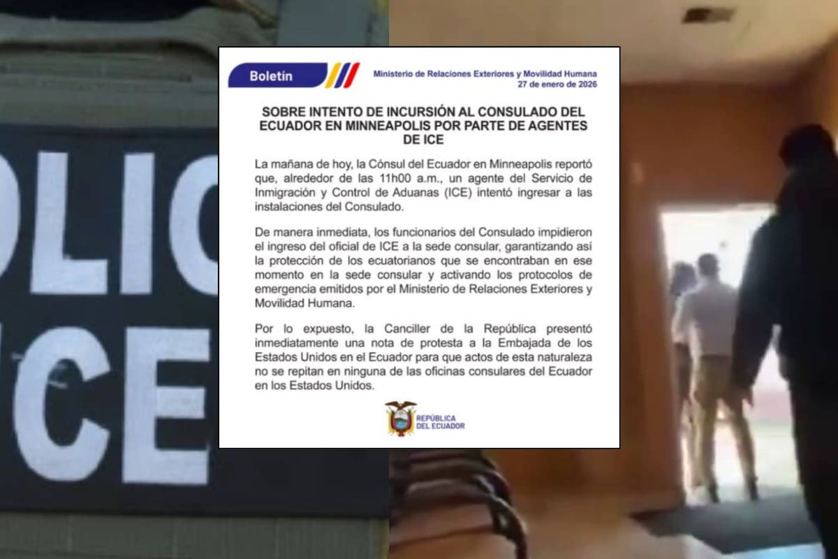Un agente de ICE intentó ingresar al consulado de Ecuador en Minneapolis durante operativo migratorio y se activaron de inmediato los protocolos de emergencia para proteger a los ciudadanos que se encontraban dentro del edificio; Ministerio de Relaciones Exteriores se pronuncia