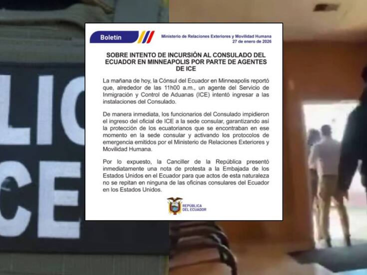 Un agente de ICE intentó ingresar al consulado de Ecuador en Minneapolis durante operativo migratorio y se activaron de inmediato los protocolos de emergencia para proteger a los ciudadanos que se encontraban dentro del edificio; Ministerio de Relaciones Exteriores se pronuncia