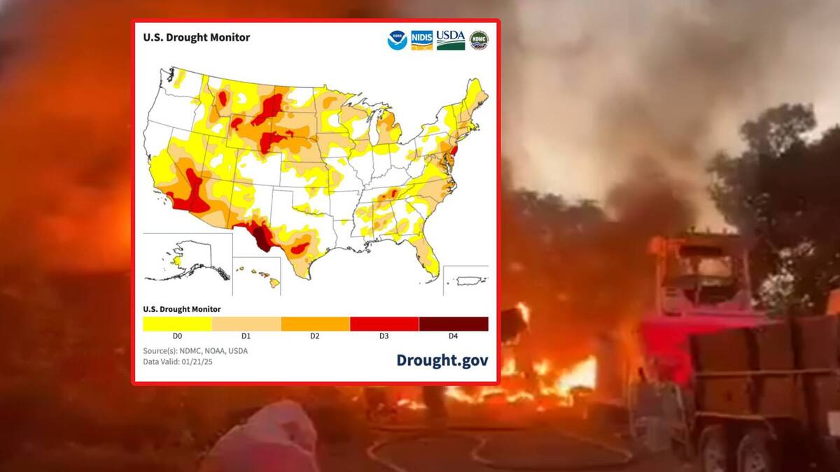Los incendios forestales en el área de Los Ángeles han causado al menos 28 muertes, destruido más de 15 mil estructuras y arrasado aproximadamente 160 kilómetros cuadrados de terreno.  Foto: Especial / 
NIDIS Drought.gov