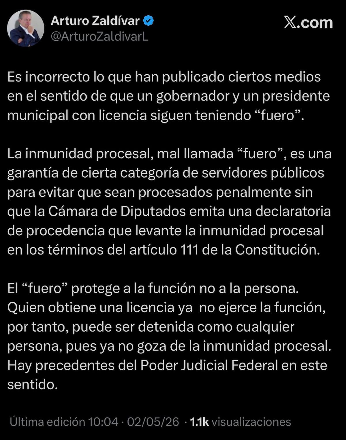 Arturo Zaldívar aclara polémica sobre el “fuero” de Rubén Rocha tras pedir licencia en Sinaloa: “Protege la función, no a la persona”