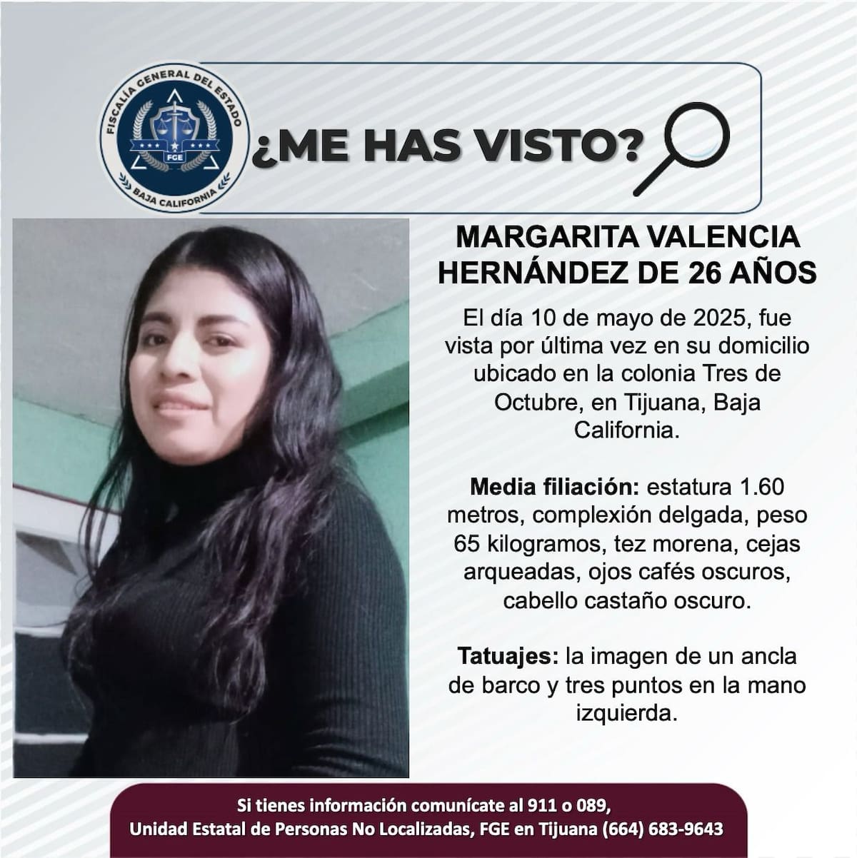 Margarita Valencia Hernández fue vista por última vez el 10 de mayo de 2025.