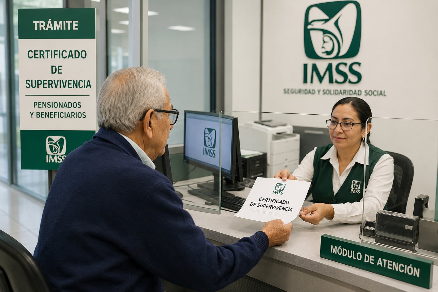 Los pensionados que viven en territorio nacional ya no están obligados a acudir periódicamente a una ventanilla del IMSS para demostrar que siguen con vida y conservar el pago de su pensión. | Foto: Imagen Generada con IA