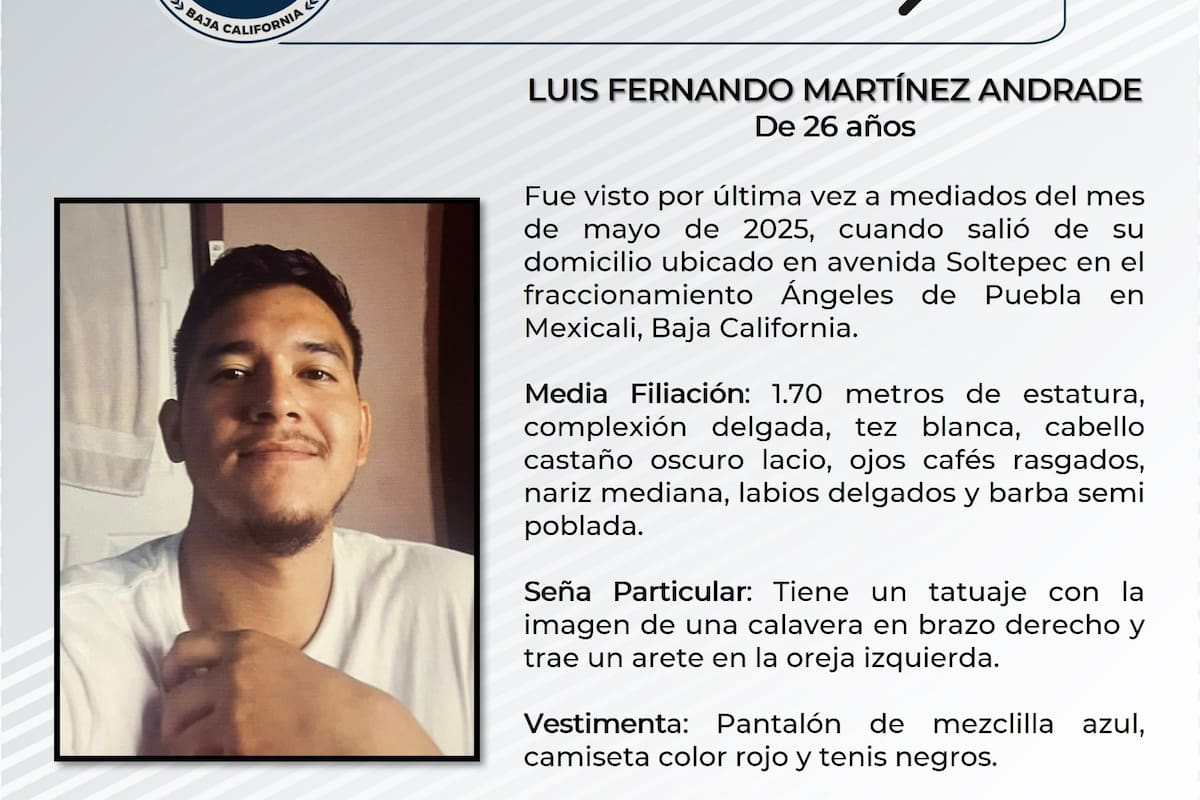 Se solicita ayuda para localizar a Fernando Martínez Andrade