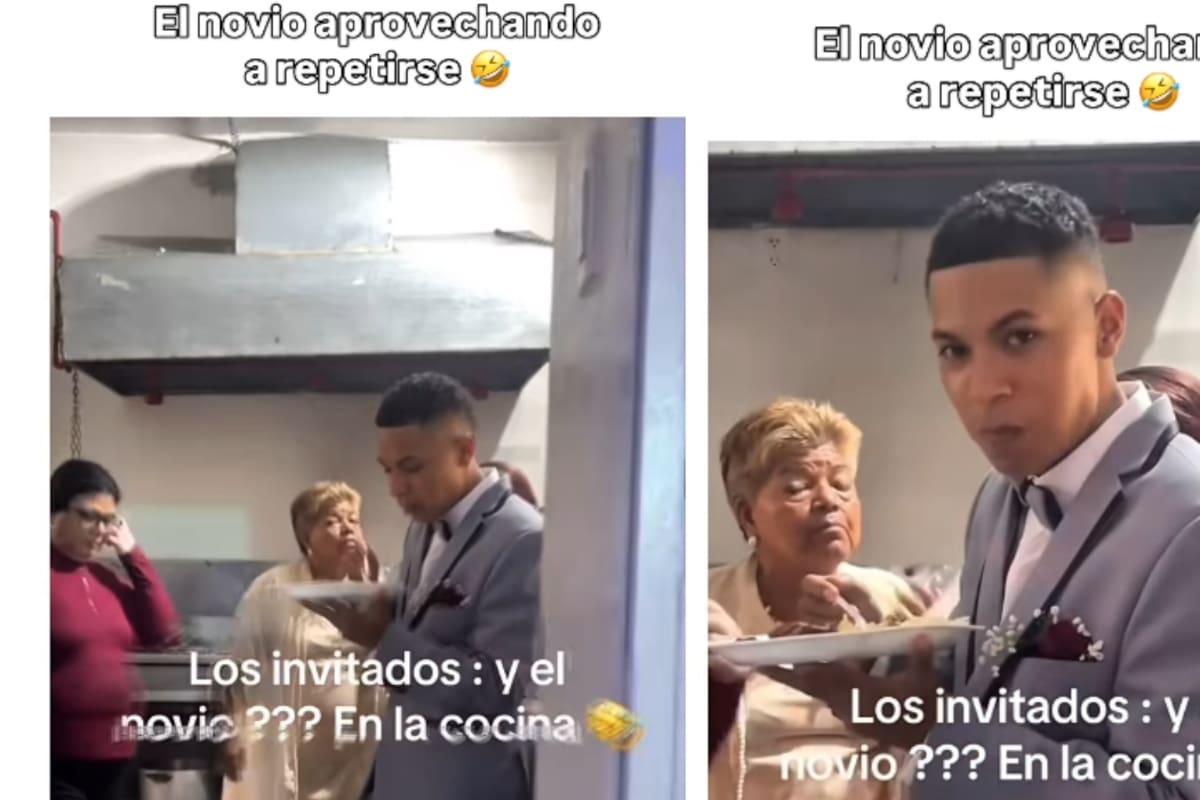 “Primero lo primero”: novio es captado comiendo a escondidas en pleno día de su boda
