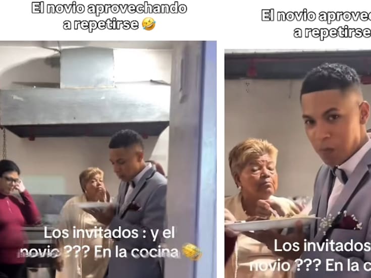 “Primero lo primero”: novio es captado comiendo a escondidas en pleno día de su boda