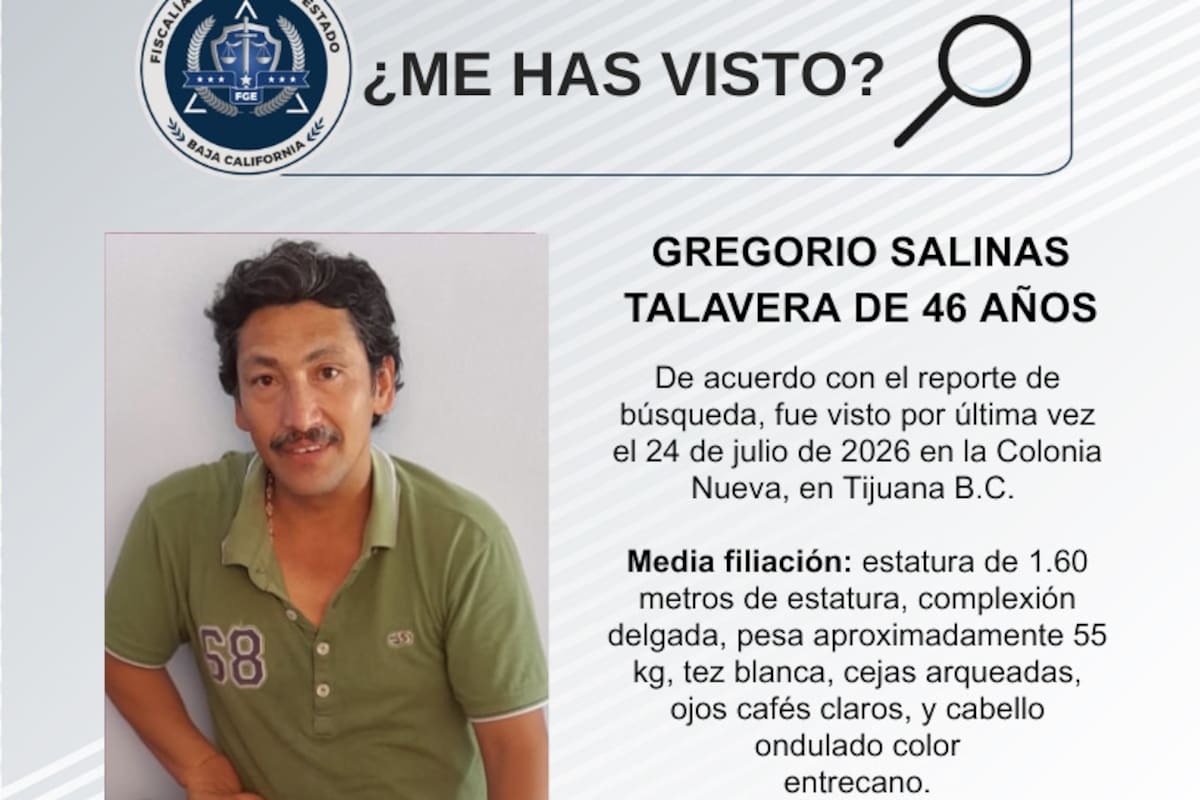 Se busca Gregorio Salinas Talavera de 46 años