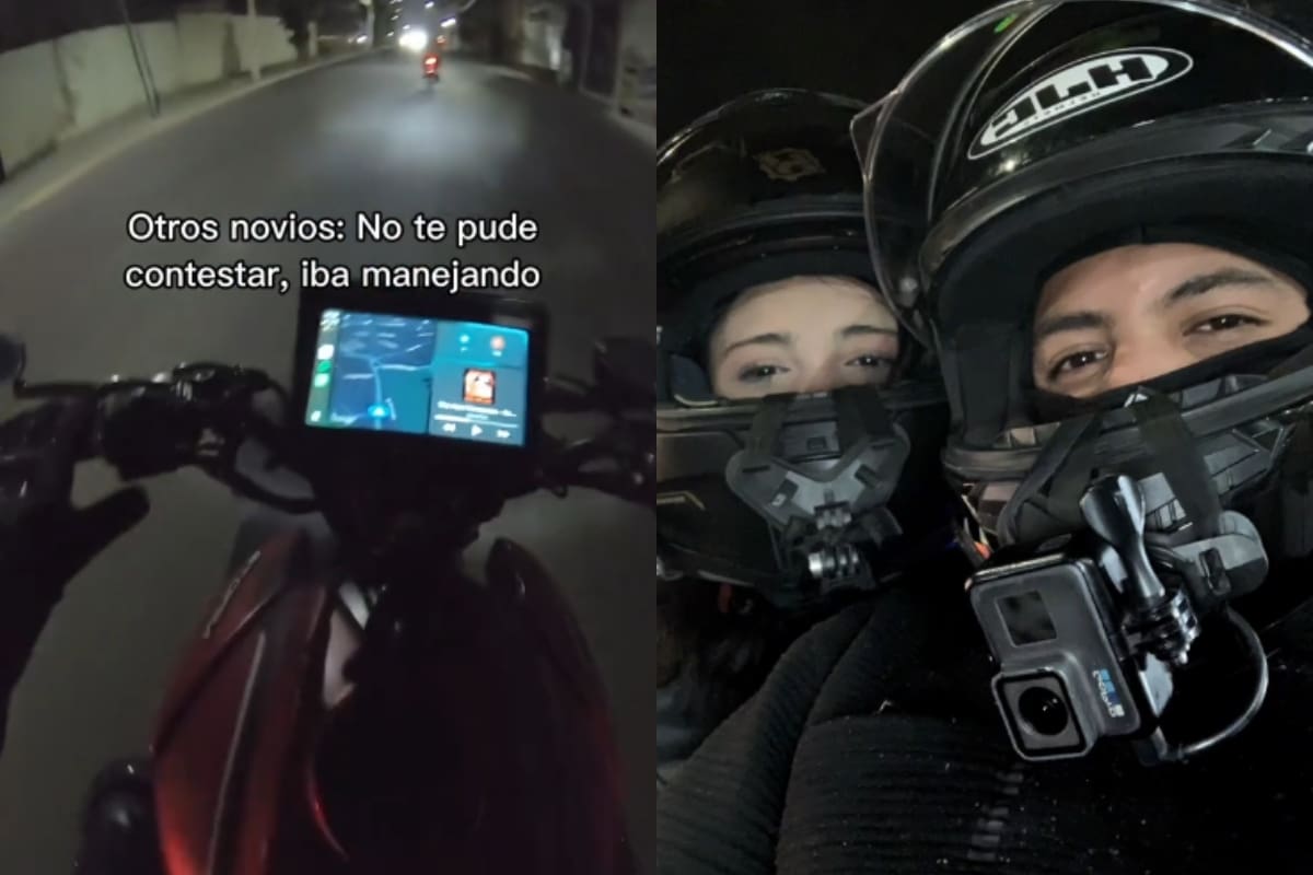 ¿El mejor novio del mundo?: conoce a este hombre y su ingeniosa forma de responderle a su novia mientras maneja en su motocicleta