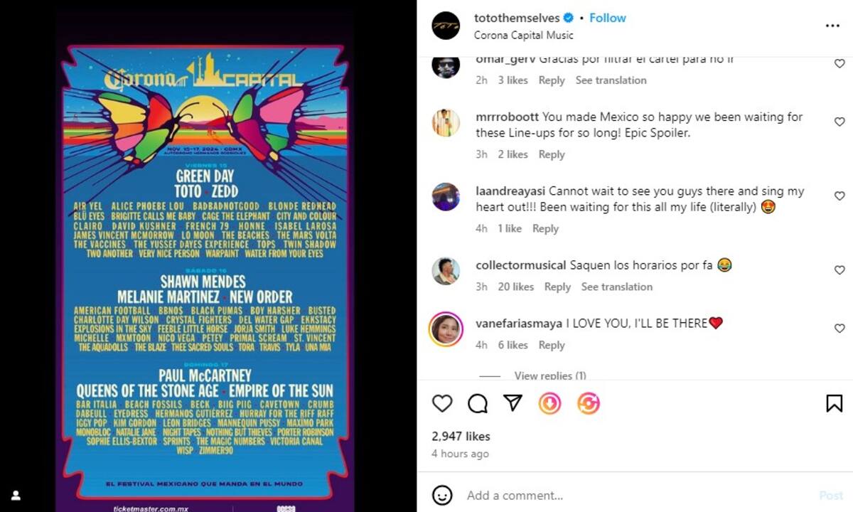 La banda 'Toto' filtró el cartel oficial