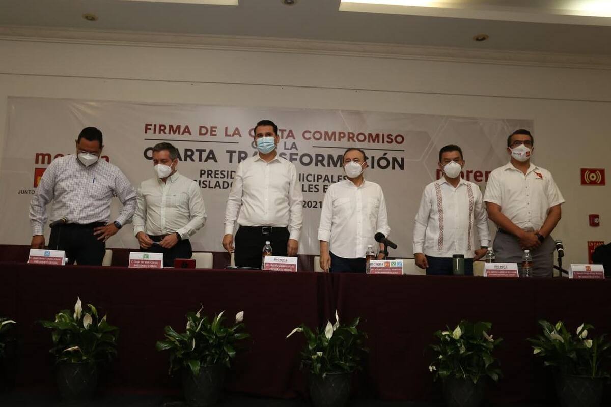 Elecciones en Sonora: Alcaldes, diputados federales y estatales electos de Morena, PT, PV y NA firman compromiso con la "Cuarta Transformación" en presencia de Durazo